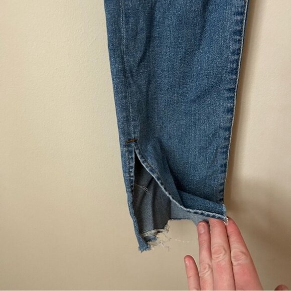 Blank NYC The Lexington Slim Straight Blue Flared Distressed Split Hem Jeans 26” - Picture 3 of 8